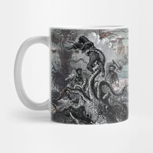 GIANT SQUID GRASPS A SAILOR Thousand Leagues Under the Sea Crespo Island Mug